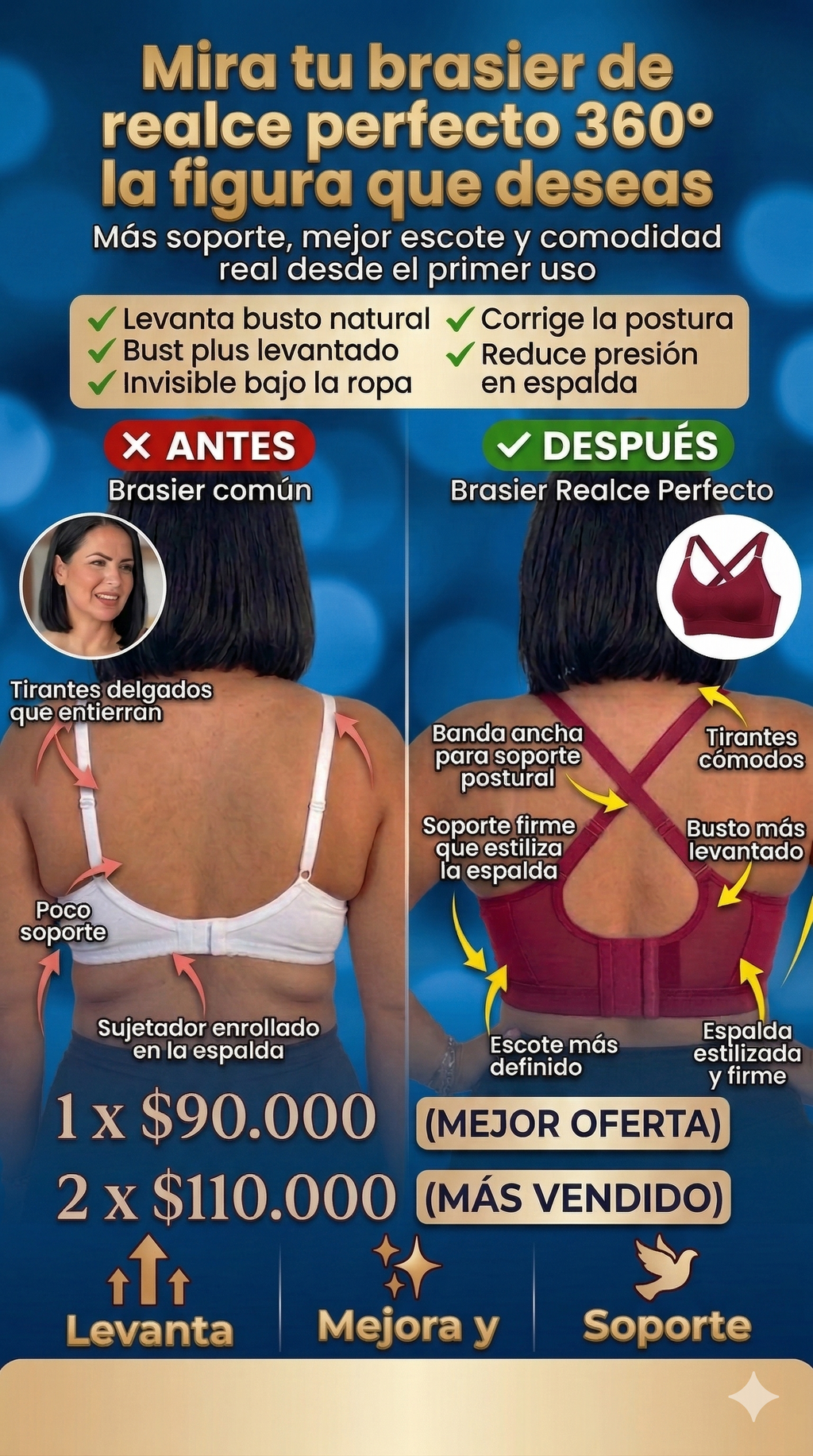 Brasier 360° que levanta, moldea y elimina los rollitos sin dolor